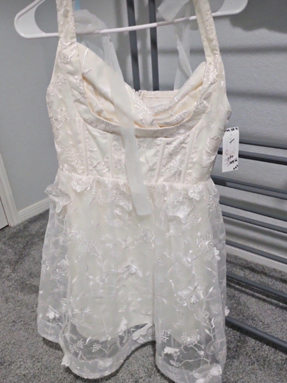 L'ATISTE Cream Floral Lace Halter Party Dress for Girls